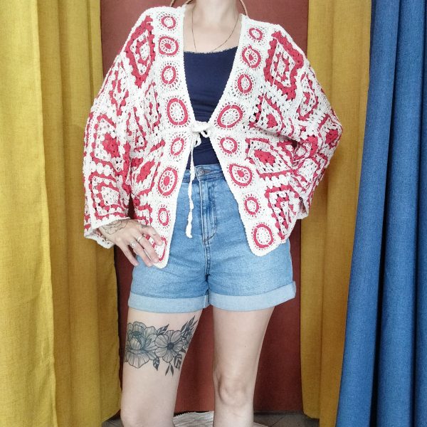 Gilet crochet « Boho Squares » Les hauts Mademoiselle Hélène