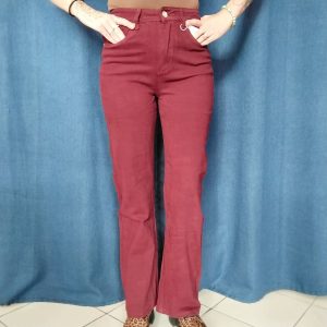 Jean bordeaux taille haute