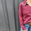 Pull col V de couleur bordeaux, taille unique