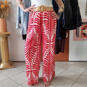 Pantalon large imprimé tropical