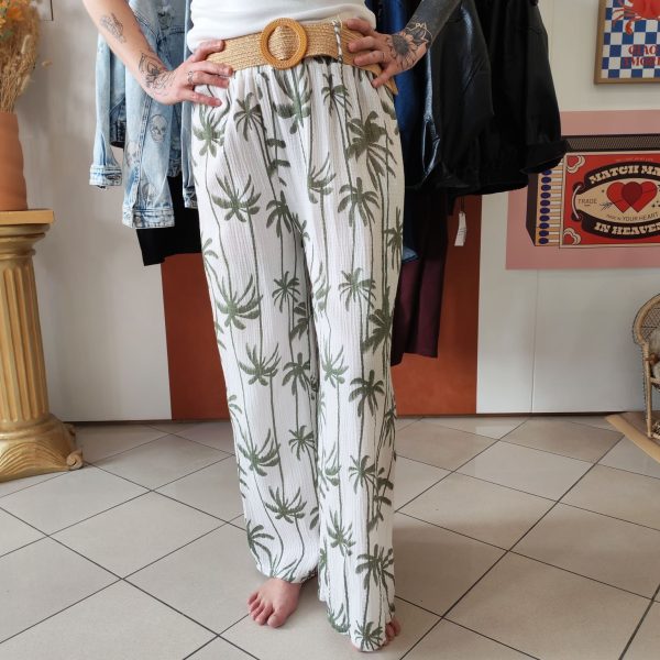 Pantalon large imprimé palmiers