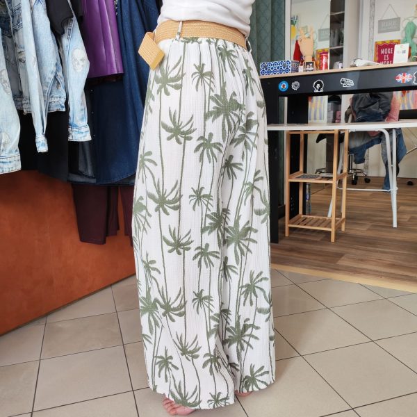 Pantalon large imprimé palmiers