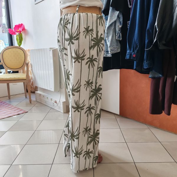 Pantalon large imprimé palmiers