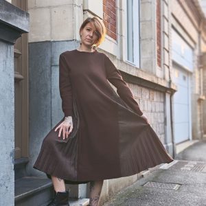 Robe longue plissée femme