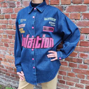 Surchemise denim vintage imprimée