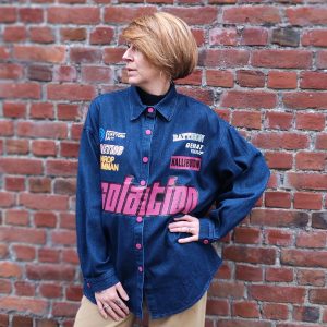 Surchemise denim vintage imprimée