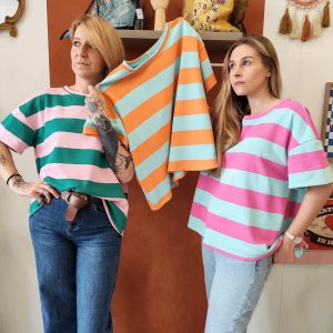 T-shirt rayé coloré loose