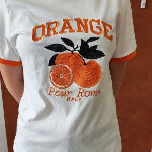 T-shirt orange brodé vintage